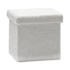 Pouf Contenitore Richiudibile Effetto pelliccia sintetica Bianco