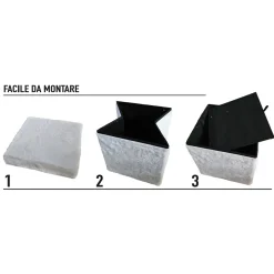 Pouf Contenitore Richiudibile Effetto pelliccia sintetica Bianco