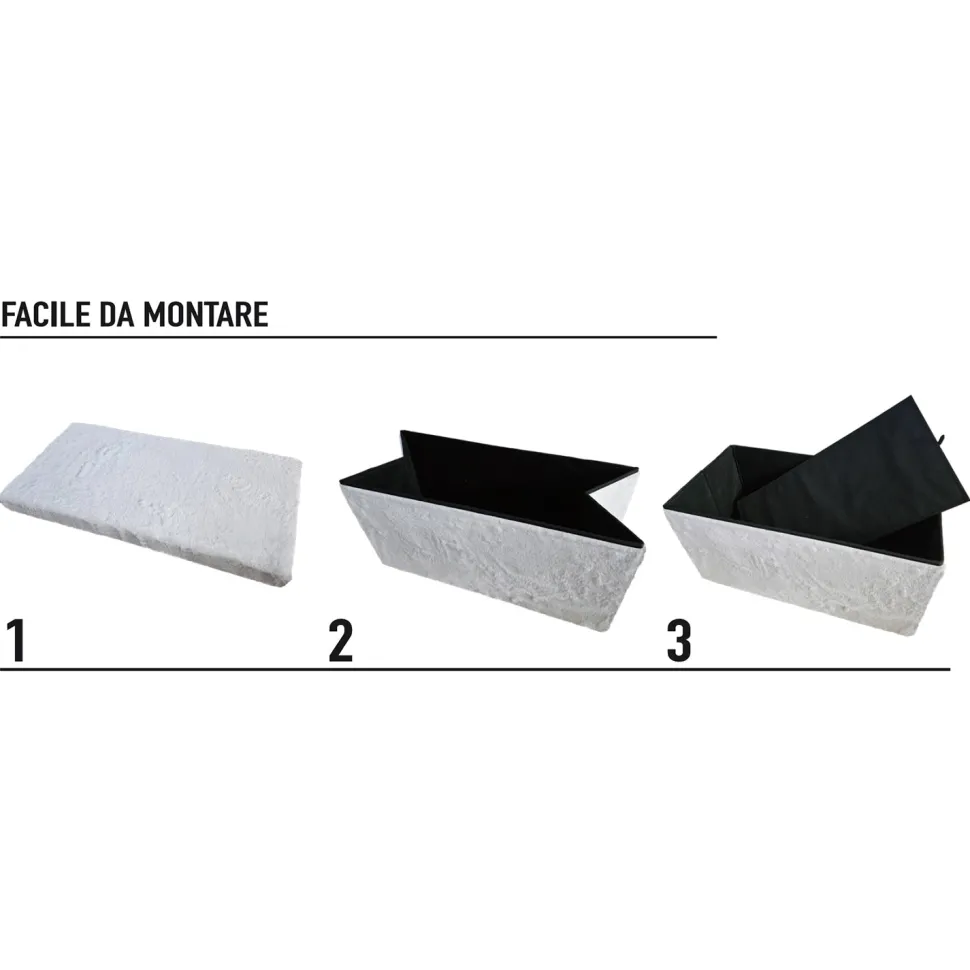 Pouf Contenitore Richiudibile Effetto pelliccia sintetica Bianco