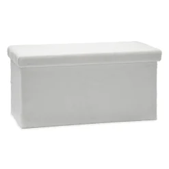 Pouf Contenitore Richiudibile Effetto pelliccia sintetica Bianco