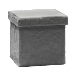 Pouf Contenitore Richiudibile Effetto pelliccia sintetica Grigio