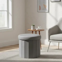 Pouf Contenitore Richiudibile Grigio