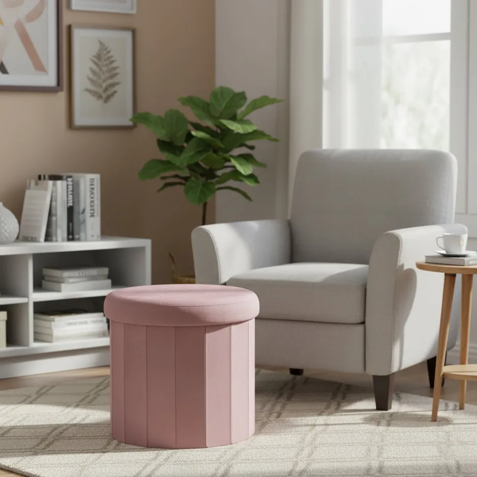 Pouf Contenitore Richiudibile Rosa