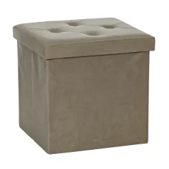 Pouf Contenitore Richiudibile Tortora in Velluto Sintetico h38x38x38 cm