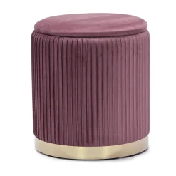 Pouf Contenitore Rosa in Velluto Sintetico