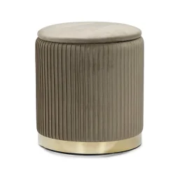 Pouf Contenitore Tortora in Velluto Sintetico