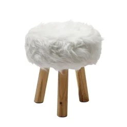 Pouf Peloso Bianco h32 cm diametro 32 cm