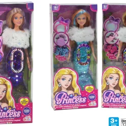 Princess Bambola con Vestito di Paillettes Cangianti e Accessori Moda