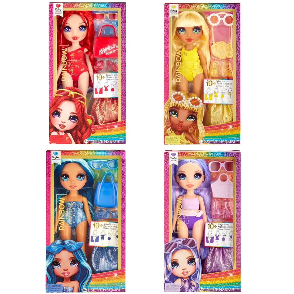 Rainbow High Swim & Style Fashion Doll con Pareo luccicante e Accessori