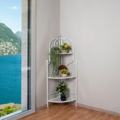 Scaffale angolare Salvaspazio in metallo bianco con 3 ripiani Florienne