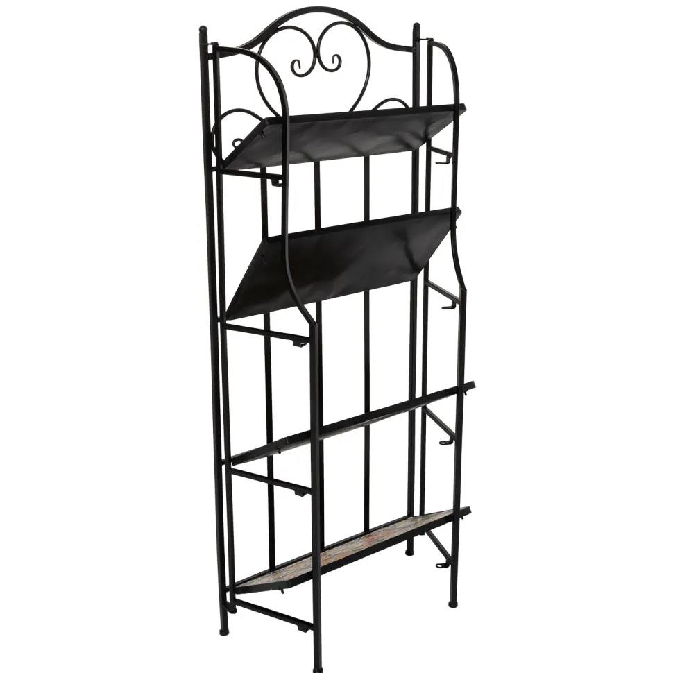 Scaffale Mosaico in metallo nero con 4 ripiani