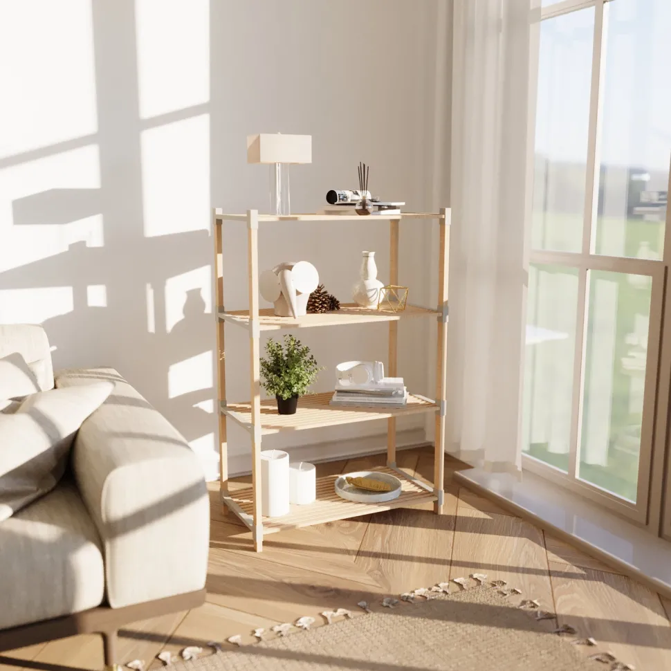 Scaffale Multiuso in legno 4 ripiani FixWood