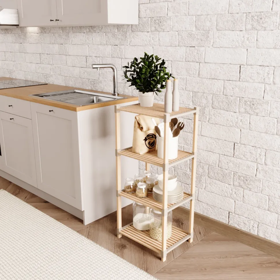 Scaffale Multiuso in legno 4 ripiani FixWood
