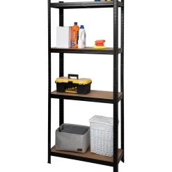 Scaffale Multiuso in metallo Nero 4 ripiani
