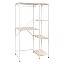 Scaffale Multiuso 4 ripiani in legno truciolare e metallo Bianco Linea Janet Lavanderia