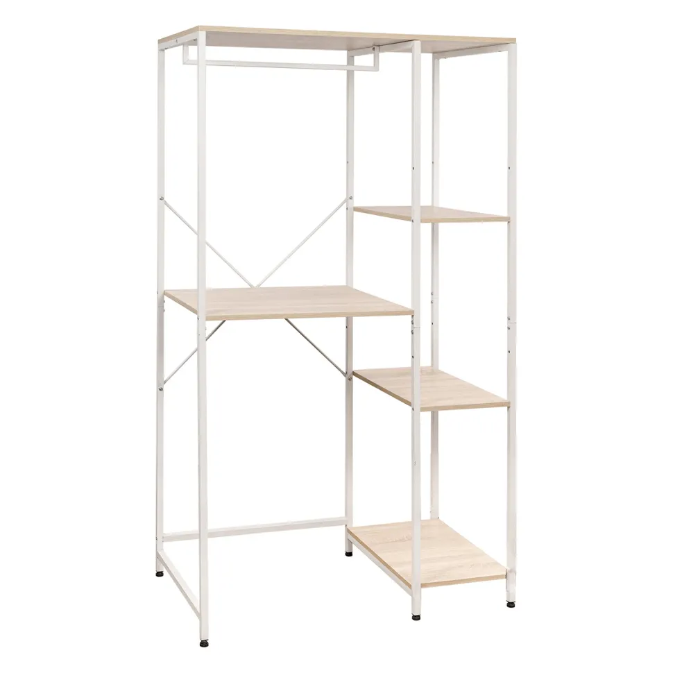 Scaffale Multiuso 4 ripiani in legno truciolare e metallo Bianco Linea Janet Lavanderia