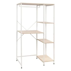 Scaffale Multiuso 4 ripiani in legno truciolare e metallo Bianco Linea Janet Lavanderia
