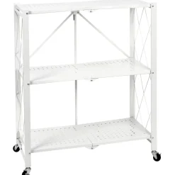 Scaffale multiuso 3 ripiani richiudibili in metallo Bianco Industrial Style