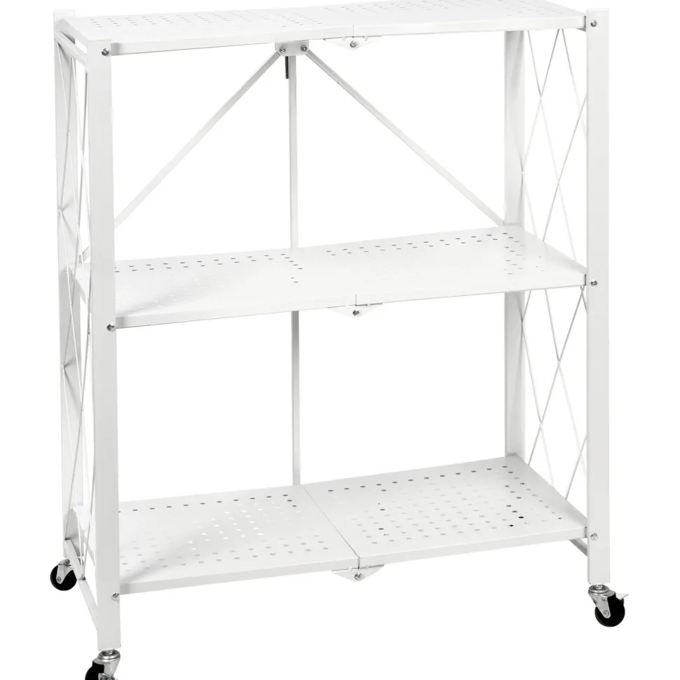 Scaffale multiuso 3 ripiani richiudibili in metallo Bianco Industrial Style