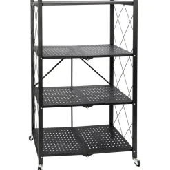 Scaffale multiuso 4 ripiani richiudibili in metallo Nero Industrial Style