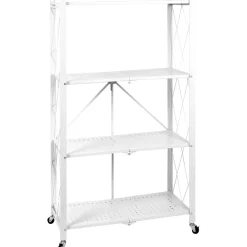 Scaffale multiuso 4 ripiani richiudibili in metallo Bianco Industrial Style