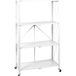 Scaffale multiuso 4 ripiani richiudibili in metallo Bianco Industrial Style