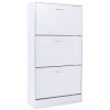 Scarpiera 3 ante in MDF Effetto Legno Bianco h120x63x24 cm