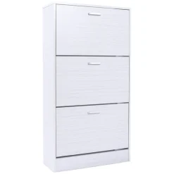 Scarpiera 3 ante in MDF Effetto Legno Bianco h120x63x24 cm