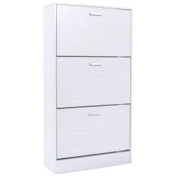Scarpiera 3 ante in MDF Effetto Legno Bianco h120x63x24 cm
