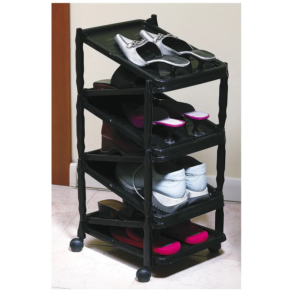 Scarpiera Estensibile ZIP 7 Posti Nero h62,5x36x30 cm
