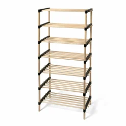 Scarpiera multiuso 7 ripiani in legno di pino 3 in 1 Linea Woodpine