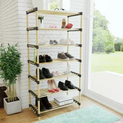 Scarpiera multiuso 7 ripiani in legno di pino 3 in 1 Linea Woodpine