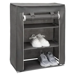Scarpiera 3 Ripiani in Metallo e TNT 9 Posti Grigio Scuro h80x60x30 cm