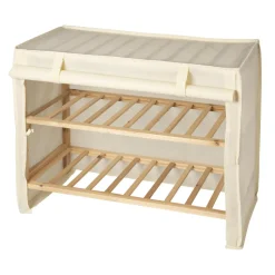 Scarpiera 2 ripiani rivestita in tessuto Linea Woodpine
