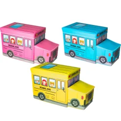 Scatola Portaoggetti Salvaspazio a Forma di Scuolabus per Giocattoli Linea Baby Cute