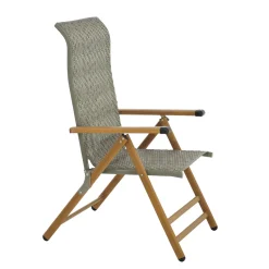 Sdraio Reclinabile in Acciaio Effetto Legno e Rattan Grigio