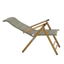 Sdraio Reclinabile in Acciaio Effetto Legno e Rattan Grigio