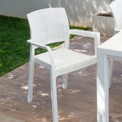 Sedia da esterno Alba Bianca finitura effetto Juta