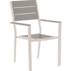 Sedia da giardino in acciaio Beige con Doghe Effetto Legno Tortora