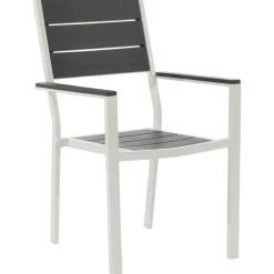 Sedia da giardino in acciaio Bianco con Doghe Effetto Legno Antracite