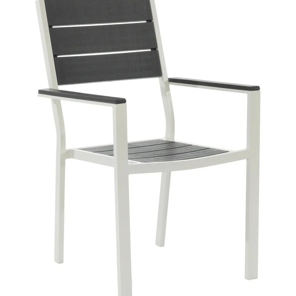 Sedia da giardino in acciaio Bianco con Doghe Effetto Legno Antracite