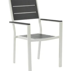 Sedia da giardino in acciaio Bianco con Doghe Effetto Legno Antracite