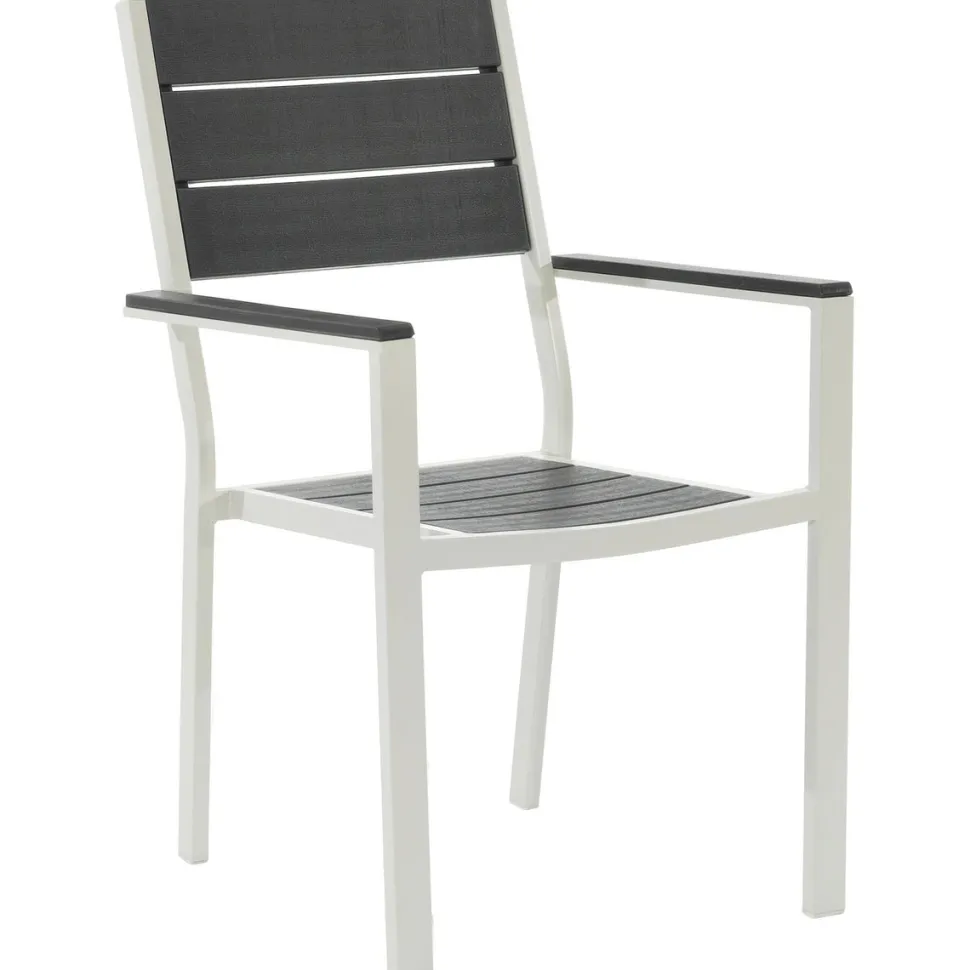 Sedia da giardino in acciaio Bianco con Doghe Effetto Legno Antracite