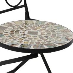 Sedia da giardino Pieghevole Decorata in metallo nero con maioliche Multicolor