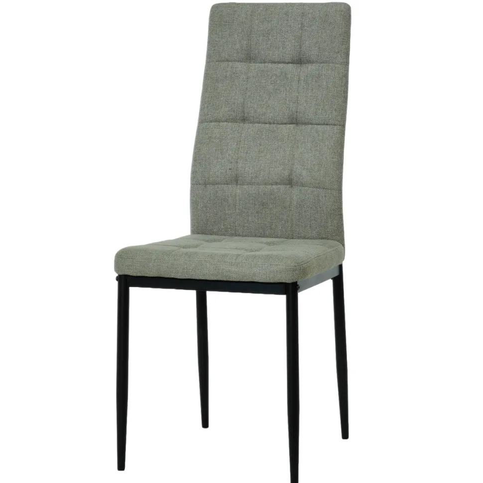 Sedia da pranzo in tessuto Grigio Chiaro con struttura in metallo Nero