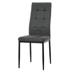 Sedia da pranzo in tessuto Grigio Scuro con struttura in metallo Nero