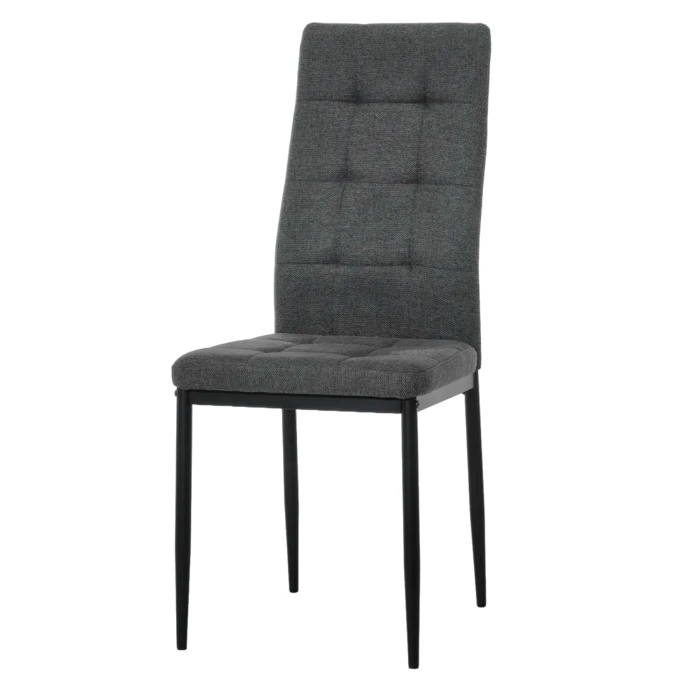 Sedia da pranzo in tessuto Grigio Scuro con struttura in metallo Nero