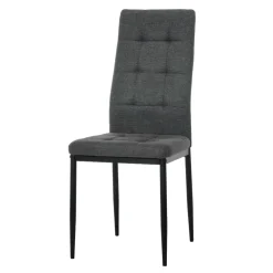 Sedia da pranzo in tessuto Grigio Scuro con struttura in metallo Nero