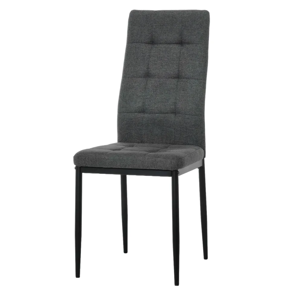 Sedia da pranzo in tessuto Grigio Scuro con struttura in metallo Nero