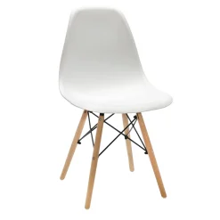 Sedia da pranzo Nordica Bianca in Polipropilene con gambe in legno